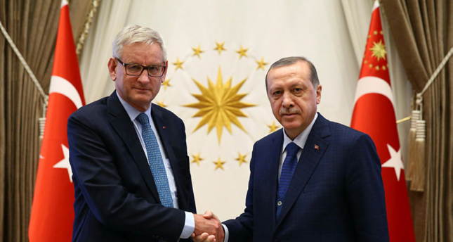 أردوغان يستقبل رئيس مجلس أوروبا المشارك لشؤون العلاقات الخارجية