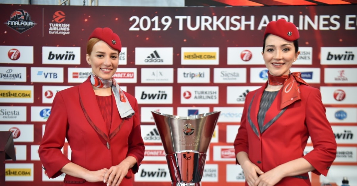 The Turkish Airlines EuroLeague Final Four Cup on display at media day before the semifinals, Vitoria-Gasteiz, Spain, May 16, 2019.