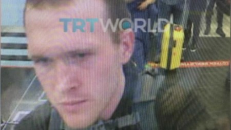 Terrorist Brenton Tarrant pictured at a Turkish airport in image published by TRT World