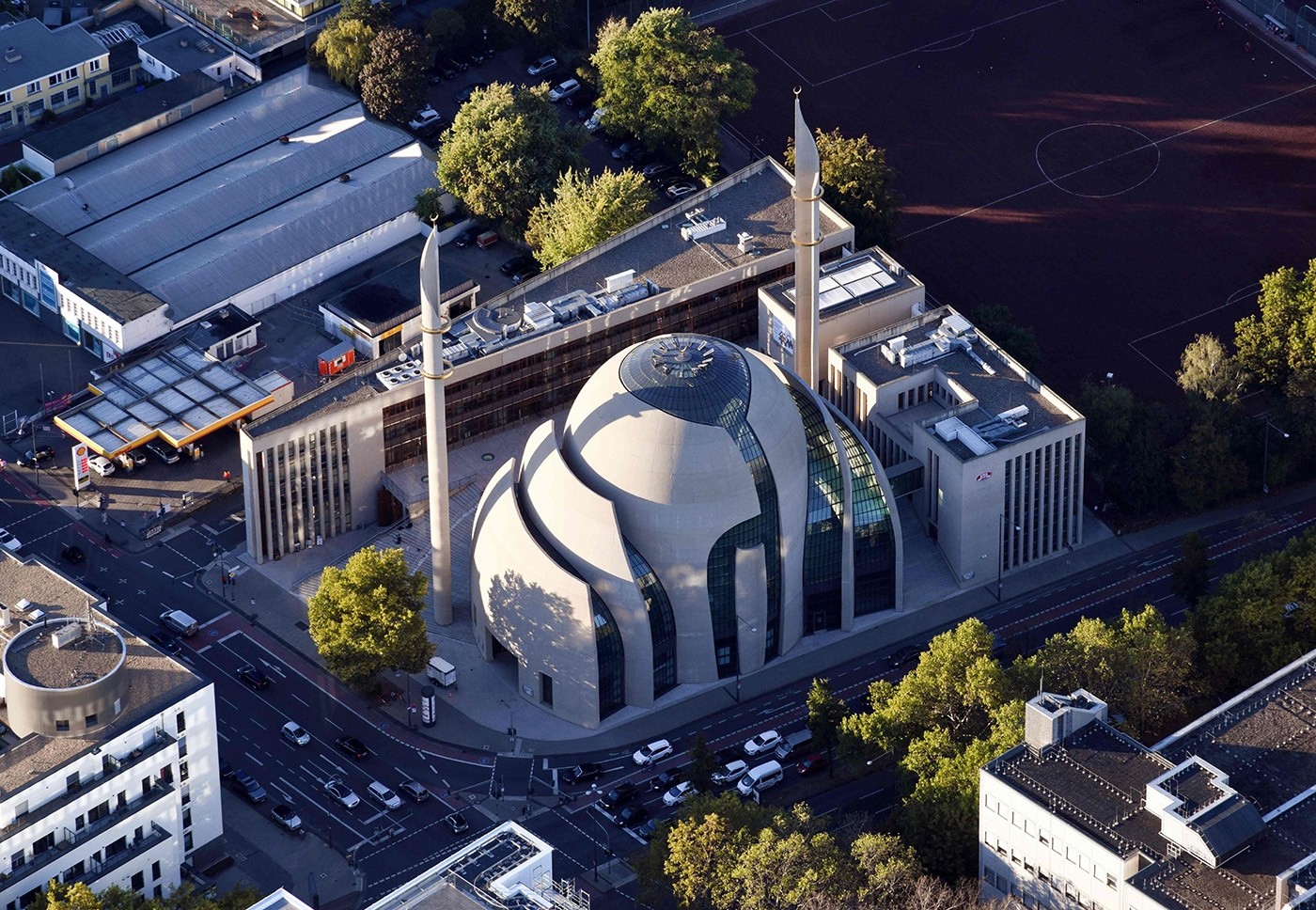 A general view of the new Cologne Central Mosque, that is due to be officially inaugurated by President Recep Tayyip Erdoğan during his official visit to Germany, in Cologne, Germany, September 26, 2018. (Reuters Photo) 