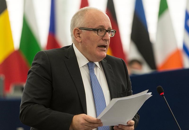 First Vice-President of European Commission Frans Timmermans delivers his speech at the European Parliament in Strasbourg, France, 04 October 2017 (EPA Photo)