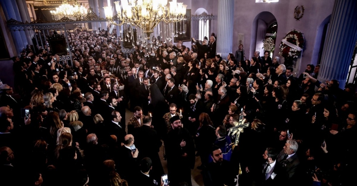 Mourners attended the funeral ceremony for the late patriarch at Surp Asdvadzadzin church, March 17, 2019.