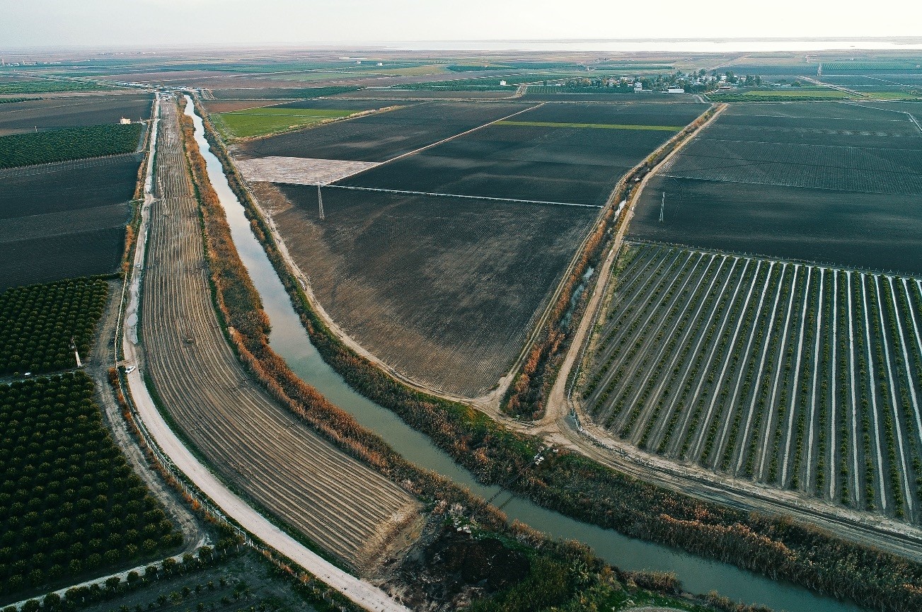 Water canals run though the fertile lands in southern Turkey.