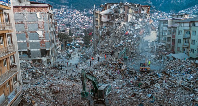 صورة جوية تظهر جانب من الدمار في أنطاكيا، بولاية هطاي جنوبي تركيا 20 فبراير/ شباط 2023AFP