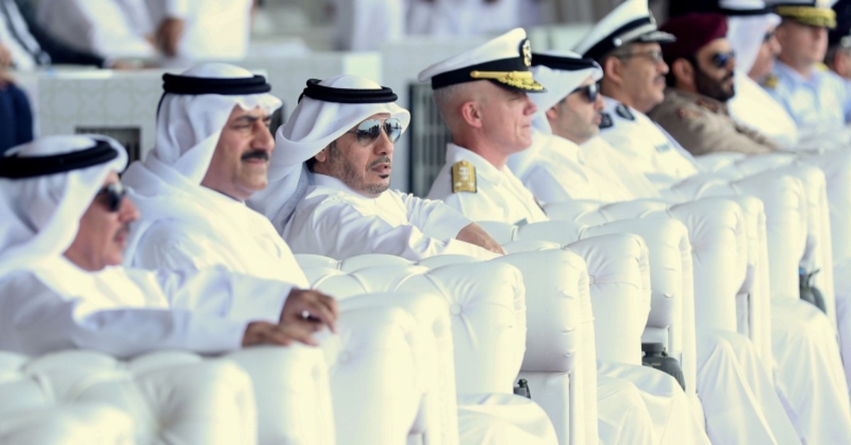 Qatari Prime Minister Abdullah bin Nasser bin Khalifa al-Thani attends the inauguration ceremony of the new building of the General Directorate of Coasts and Borders Security, in northern Qatar on July 14, 2019. (AFP Photo)