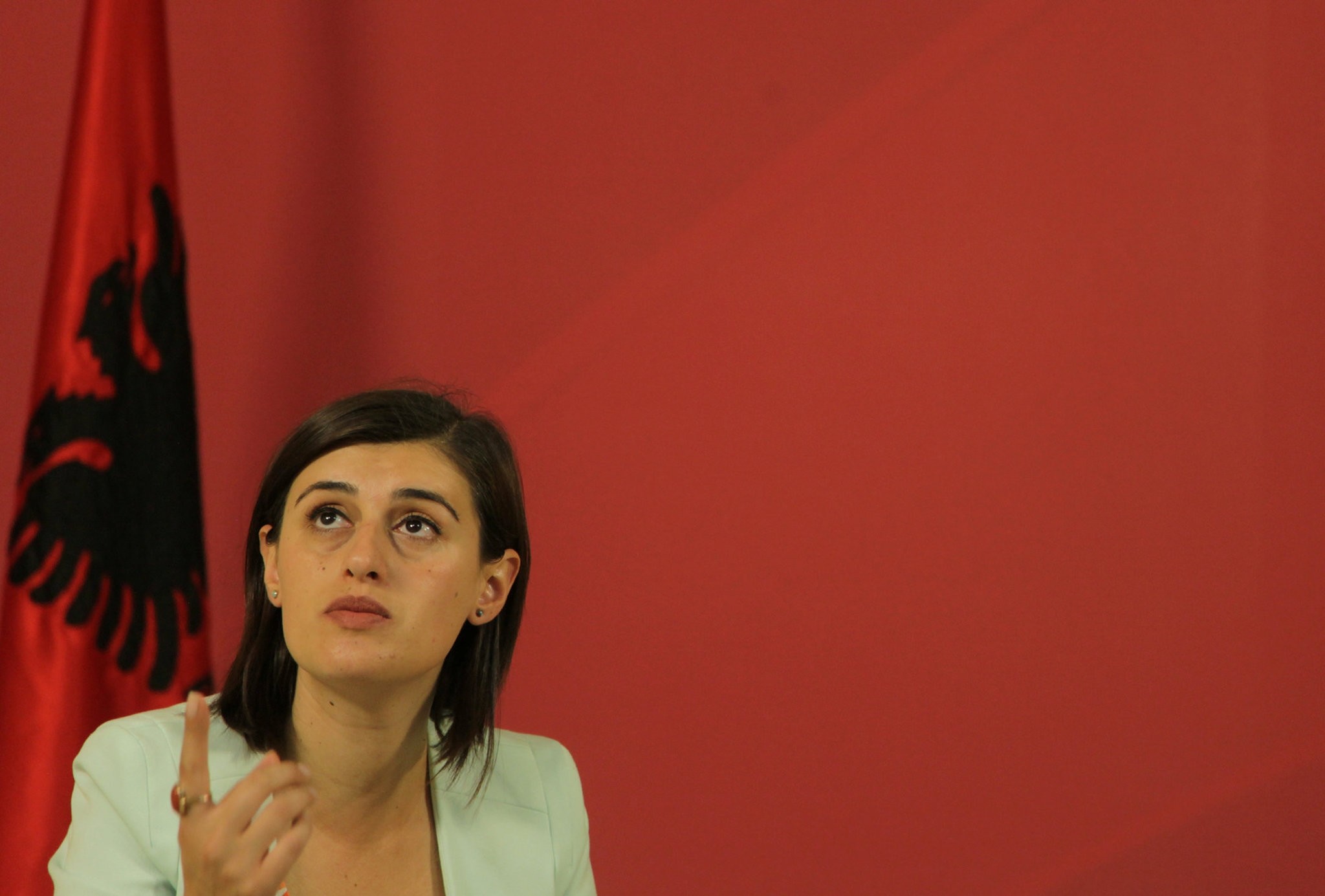 MP and Kosovo 1999 war massacre survivor Saranda Bogujevci, 32, speaks at her party Vetevendosje (Self-Determination) headquarters about what pushed her to get into politics in Pristina, July 28, 2017. (REUTERS Photo)