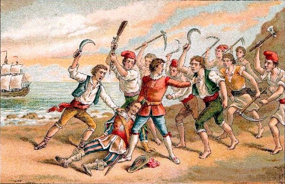 A painting by an anonymous artist of the Catalan revolt in the 17th century. Catalans were backed by the French and revolted against the Spanish crown.