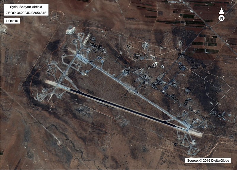 This Oct. 7, 2016 satellite image released by the U.S. Department of Defense shows Shayrat air base in Syria. (AP Photo)