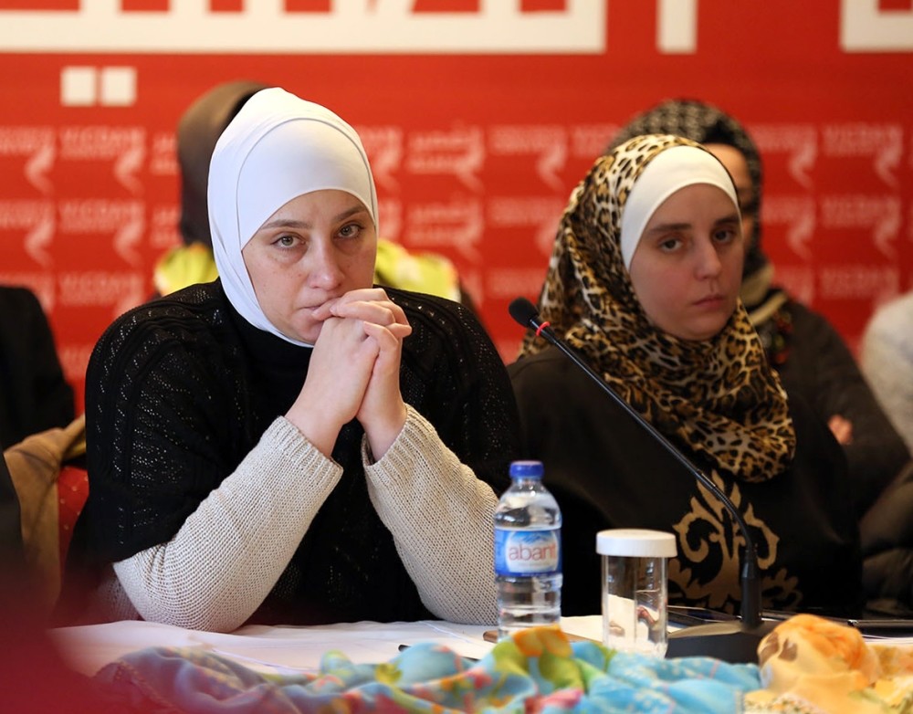 Majd Chourbaji (L), who was imprisoned by the Assad regime, spoke about her horrible experience in prison, at a press conference in Istanbul yesterday.