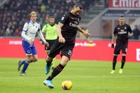 Ibrahimovic in action during the match against Sampdoria in Milan, Jan. 6, 2020. (EPA Photo)