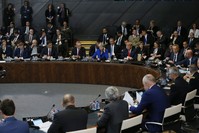 NATO leaders pictured during an annual meeting of the organization, NATO headquarters, Brussels, July 13, 2018. 