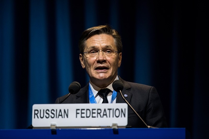 Russia's First Deputy Minister of Economic Development and Director General of Russian State Atomic Energy Corporation Rosatom, Alexei Likhachev, speaks during the IAEA's 61st General Conference in Vienna, Austria, Sept. 18, 2017. (EPA Photo)