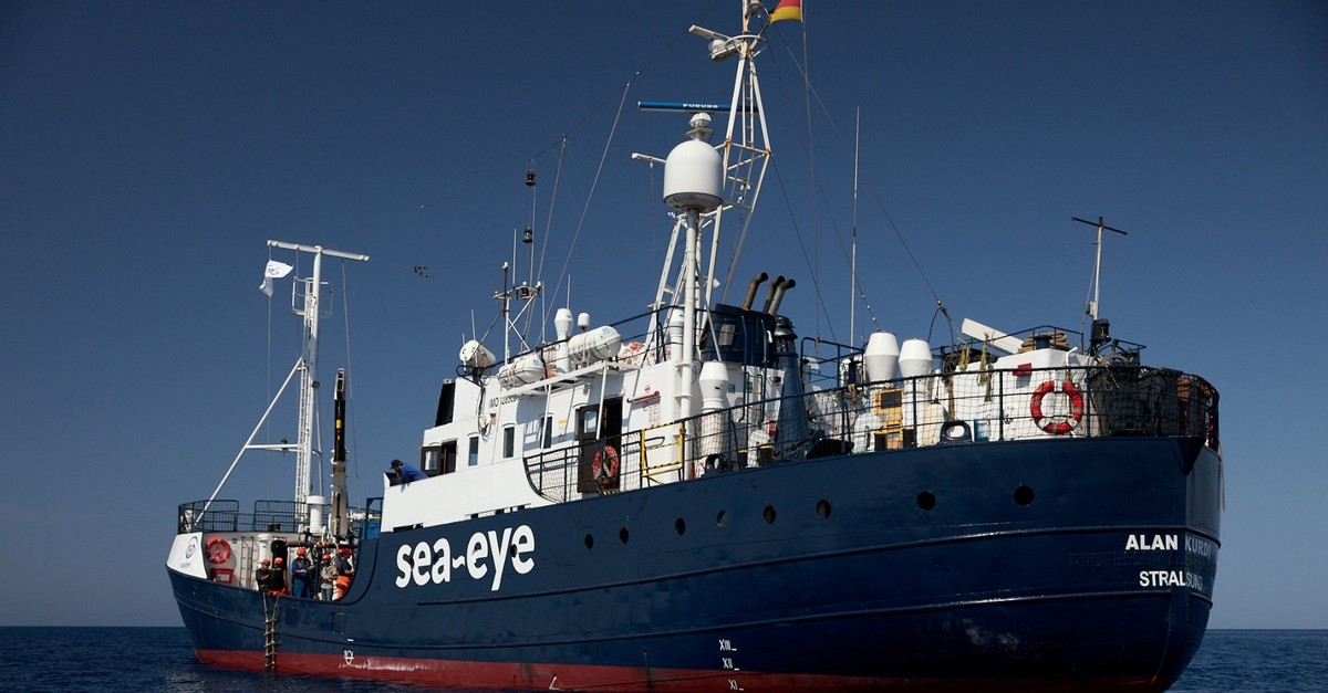 The rescue vessel Alan Kurdi seen 34 miles from the Libyan coast, July 5, 2019.