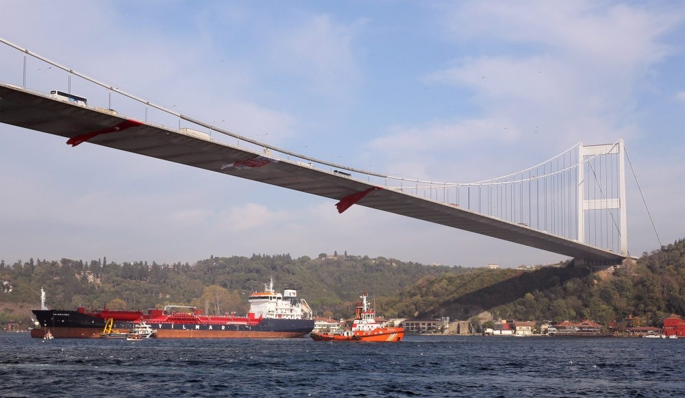 A broken down vessel anchored in the Bosporus in 2013. With high maritime traffic, the Bosporus is among the most at-risk waterways in the world.