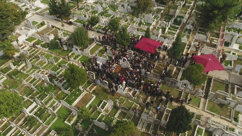 Photo shows an aerial view of the Şişli Armenian cemetery.