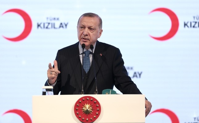 President Recep Tayyip Erdoğan speaks at a meeting of the Red Crescent in Istanbul, Jan. 28, 2019.