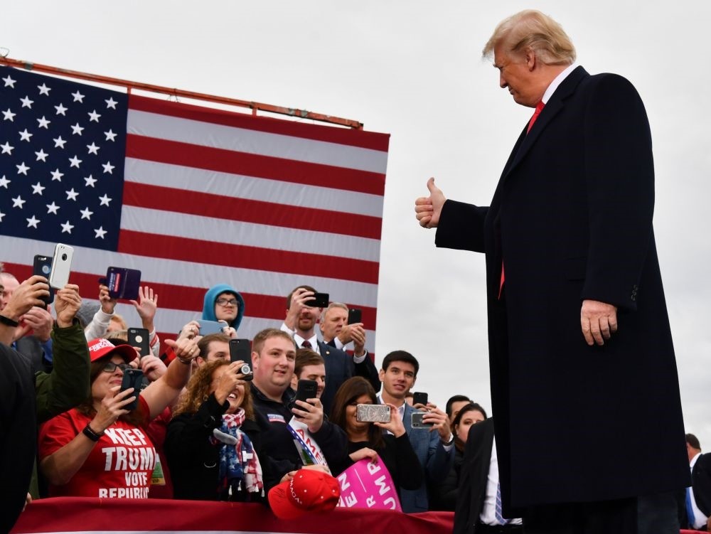 U.S. President Donald Trump arrives to speak at a campaign rally at the Huntington Tri-State Airport, West Virginia, Nov. 2.