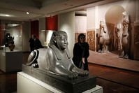 A Sphinx statue is among the 50 artworks on display in the exhibition ,The Louvre in Tehran, at the National Museum.