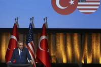 Erdou011fan speaks at an event organized by the Turkish American National Steering Committee (TASC) and the Presidency for Turks Abroad and Related Communities (YTB) in New York, where he is due to join the U.N. General Assembly, Sept. 23, 2019.