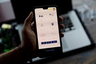 Dave Levin, one of two co-founders of Hala System, displays the mobile phone application of Sentry at his office in Turkey September 11, 2018. (Reuters Photo)