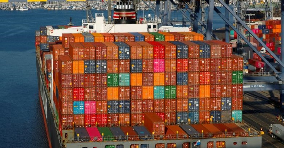 Shipping containers are pictured stacked on a ship docked at Yusen Terminals (YTI) on Terminal Island at the Port of Los Angeles in Los Angeles, California, U.S., January 30, 2019. (Reuters Photo)
