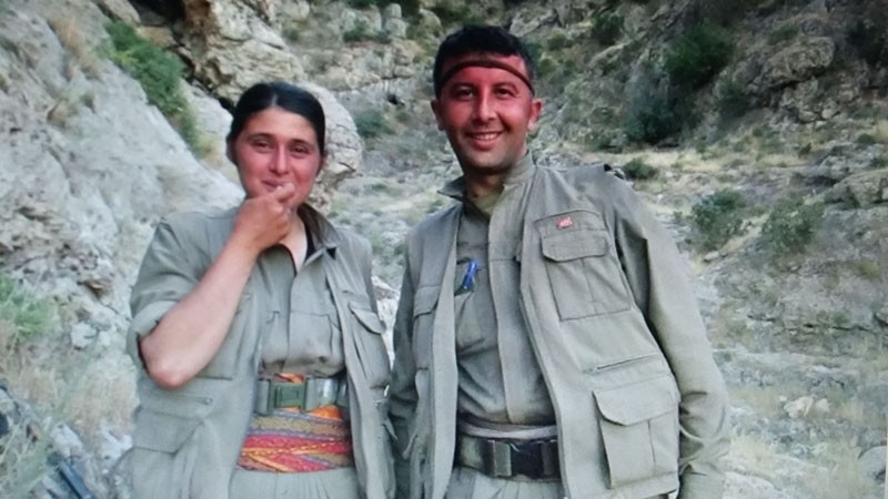 PKK senior commander Necla Atak (left) was captured by police in Mardin, Turkey (IHA Photo)