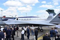 A mock-up of Turkey's first domestically built national combat aircraft was unveiled at the Paris Air Show in June 2019. (AA Photo)