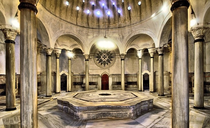 The Bath of Cau011falou011flu is one of the biggest twin baths in Istanbul.
