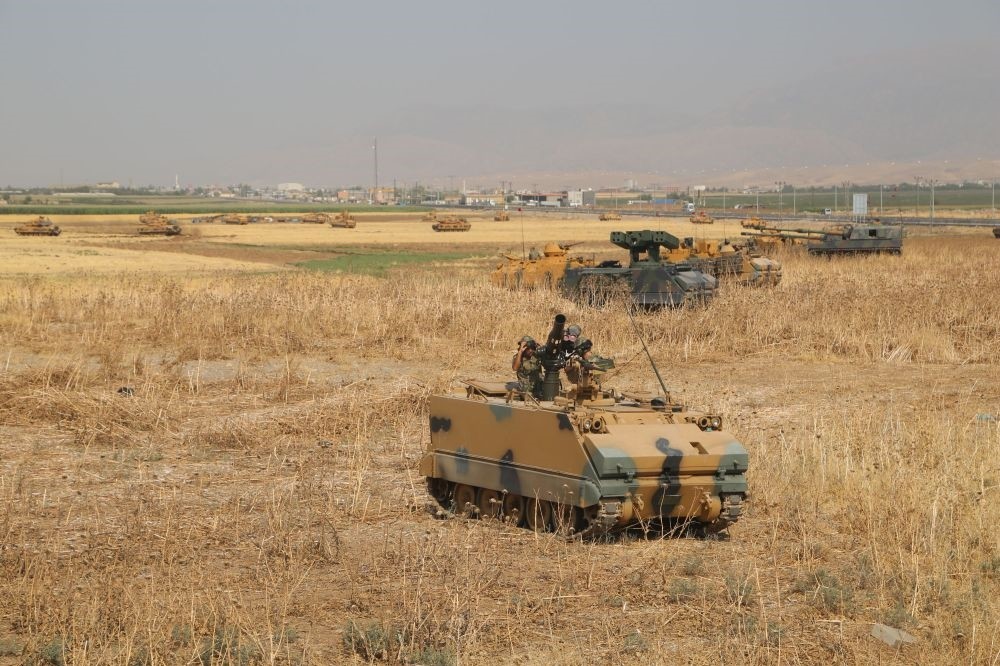 Turkish armored vehicles near the Habur crossing gate between Turkey and Iraq during a military drill on Sept. 18. 
