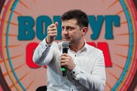 Volodymyr Zelenskiy, Ukrainian comedian and candidate in the upcoming presidential election, hosts a comedy show at a concert hall in Brovary, Ukraine March 29, 2019 (Reuters Photo)
