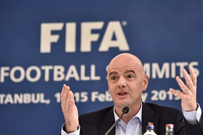 FIFA President Gianni Infantino speaks during a press conference at the FIFA Executive Football Summit on February 15, 2019 in Istanbul. (AFP Photo)