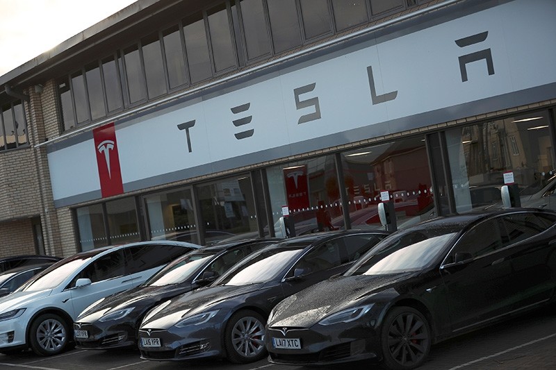 A Tesla dealership is seen in West Drayton, just outside London, Britain, Feb. 7, 2018. (Reuters Photo)