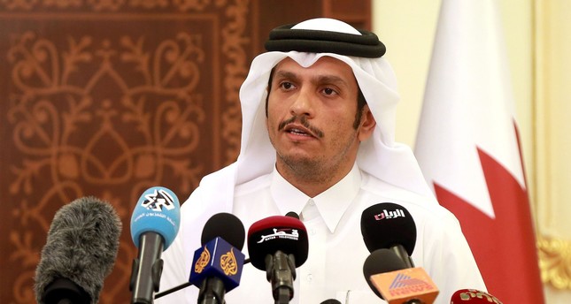 Qatari Foreign Minister Mohammed bin Abdulrahman al-Thani gives a press conference in Doha on May 25, 2017. (AFP Photo)