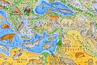 فنان نيوزلندي يرسم خريطة العالم للحيوانات البرية