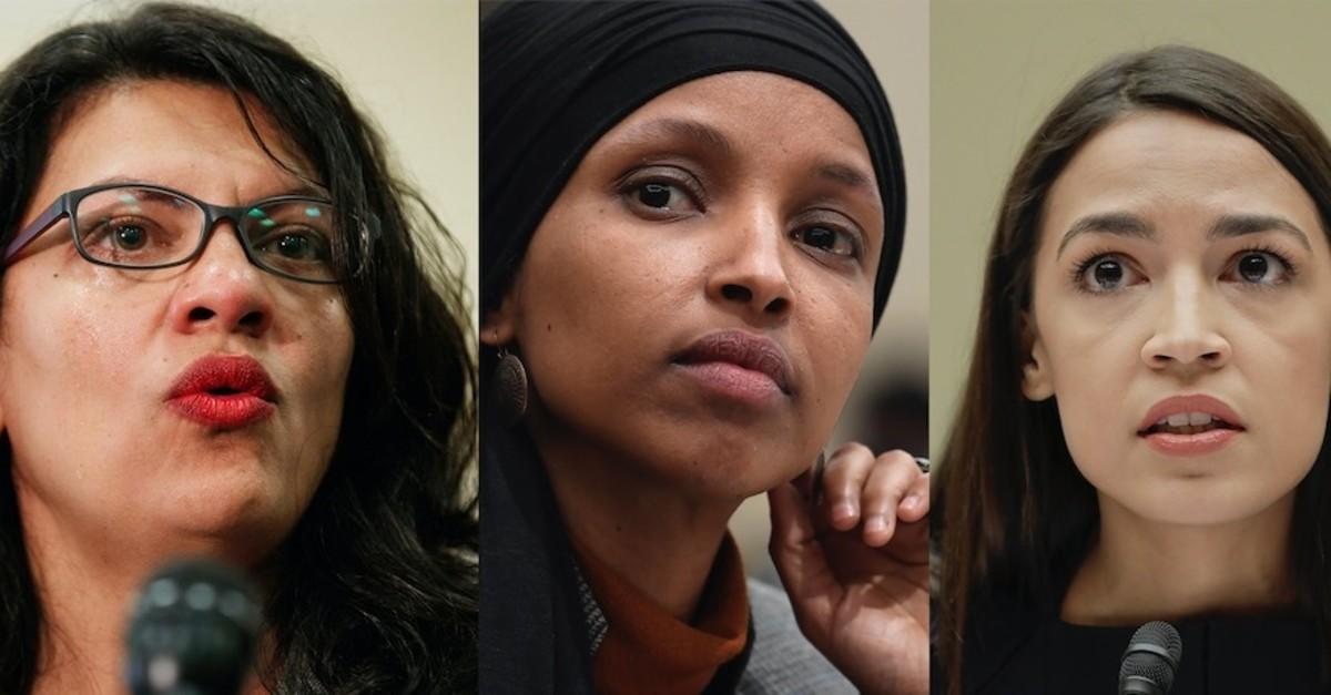 From left to right, Rep. Rashida Tlaib, D-Mich., Rep. Ilhan Omar, D-Minn., Rep. Alexandria Ocasio-Cortez, D-NY. and Rep. Ayanna Pressley, D-Mass.