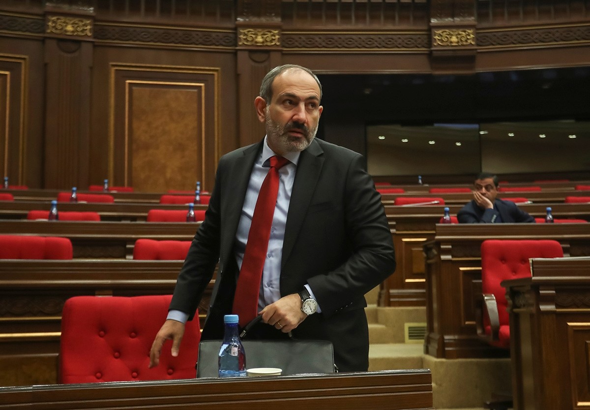 This file photo shows Armenian acting Prime Minister Nikol Pashinyan attending a parliament session in Yerevan, Armenia November 1, 2018. (Reuters Photo)