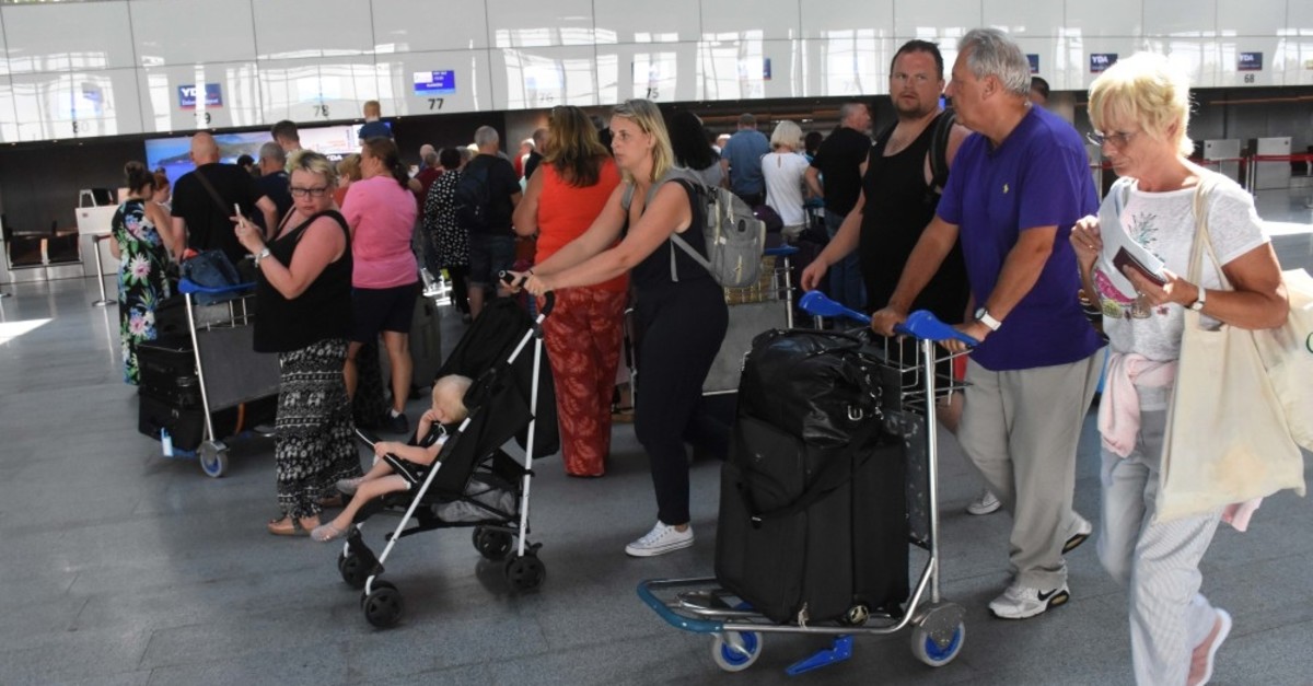 British tourists arrive at Dalaman Airport in the southwestern province of Muu011fla, Sept. 26, 2019.