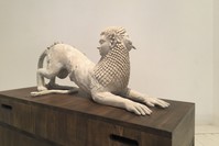 Zaptu00e7u0131ou011fluu2019s clay sculpture of the chimera draws from Greek mythology as she paints psychological  landscapes to uncover the depths of local myths.