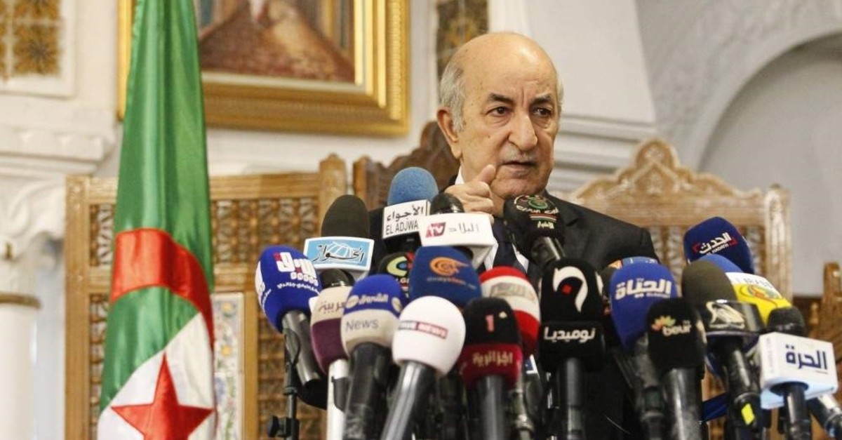 Abdelmadjid Tebboune, a candidate in Algeria's presidential election, speaks during a press conference in the capital Algiers on Nov. 9, 2019. (AFP Photo)