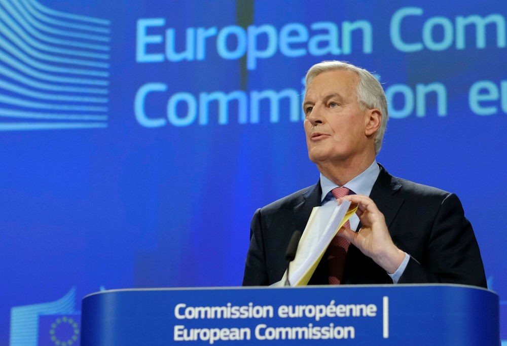 European Union chief negotiator in charge of Brexit negotiations Michel Barnier speaks during a press conference, Brussels, Feb. 28.