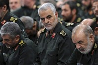 In this Sept. 18, 2016, file photo provided by an official website of the office of the Iranian supreme leader, Revolutionary Guard Gen. Qassem Soleimani, center, attends a meeting in Tehran, Iran. (AP Photo)