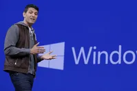 Terry Myerson, executive vice president of the Windows and Devices Group, speaks at the Microsoft Build 2017 developers conference in Seattle. (AP Photo)