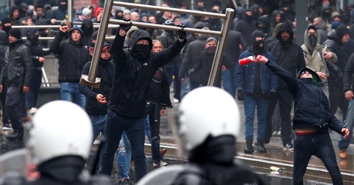 Far-right extremists during a protest in Brussels, Dec. 16, 2018.