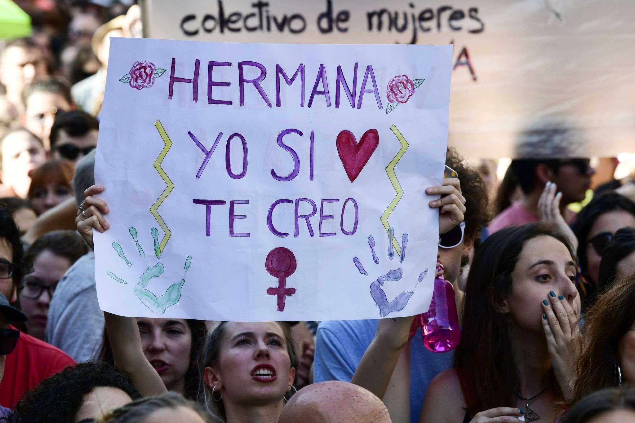  A poster saying ,sister, yes, I believe you, at a recent protest. (AFP Photo)