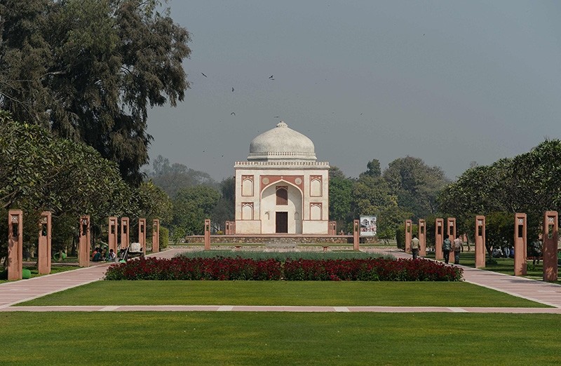 This photo taken on Feb. 20, 2018 shows the renovated Sunderwala Burj tomb in Sunder Nursery, a 16th-century heritage garden complex adjacent to Indian UNESCO site Humayun's Tomb, in New Delhi (AFP Photo)