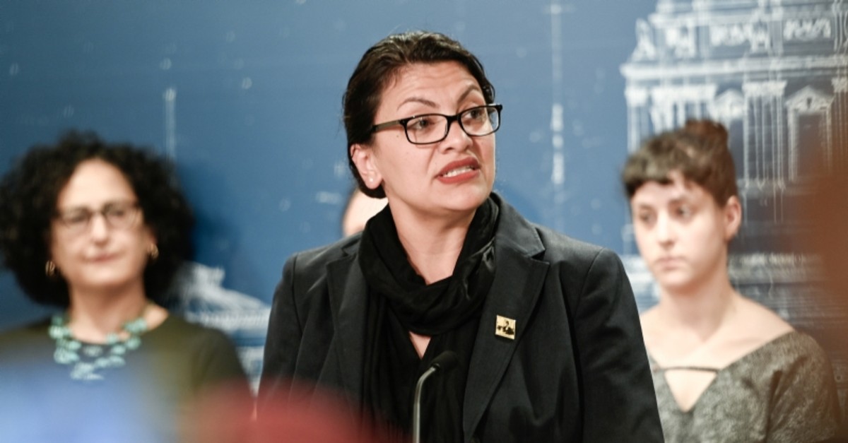 U.S. Representative Rashida Tlaib (D-MI) tells her story about travel restrictions to Palestine and Israel, during a news conference at the Minnesota State Capitol Building in St Paul, Minnesota, August 19, 2019. (Reuters Photo)