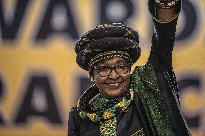In this file photo taken on December 16, 2017 The former wife of the late South African President Nelson Mandela, Winnie Mandela waves as she attends the 54th ANC National Conference at the NASREC Expo Center in Johannesburg. (AFP Photo)