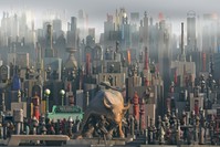 Manhattan II (2018) by the Oddviz collective, diasec print, 106u00d7250 cm. 