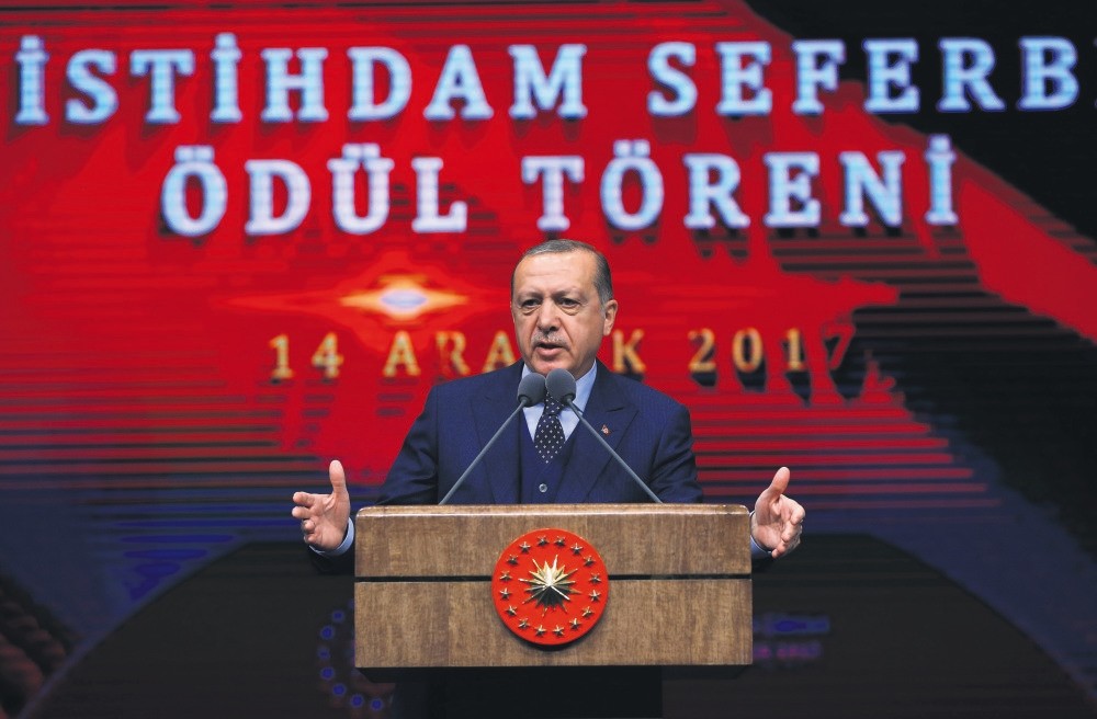 President Erdou011fan speaks at the First Employment Council at the Presidential Palace complex, Ankara, Dec. 14.