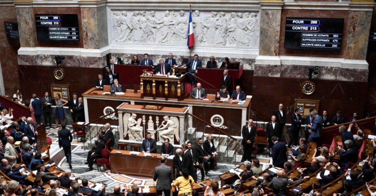 French members of Parliament leaves the National Assembly hemicycle after a vote to ratify the CETA during a session at the French National Assembly in Paris on July 23, 2019 (AFP Photo)